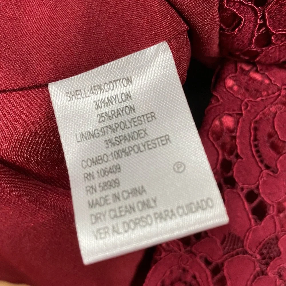Antonio Melani Burgundy Lace Overlay Dress SZ 8 - Picture 5 of 6